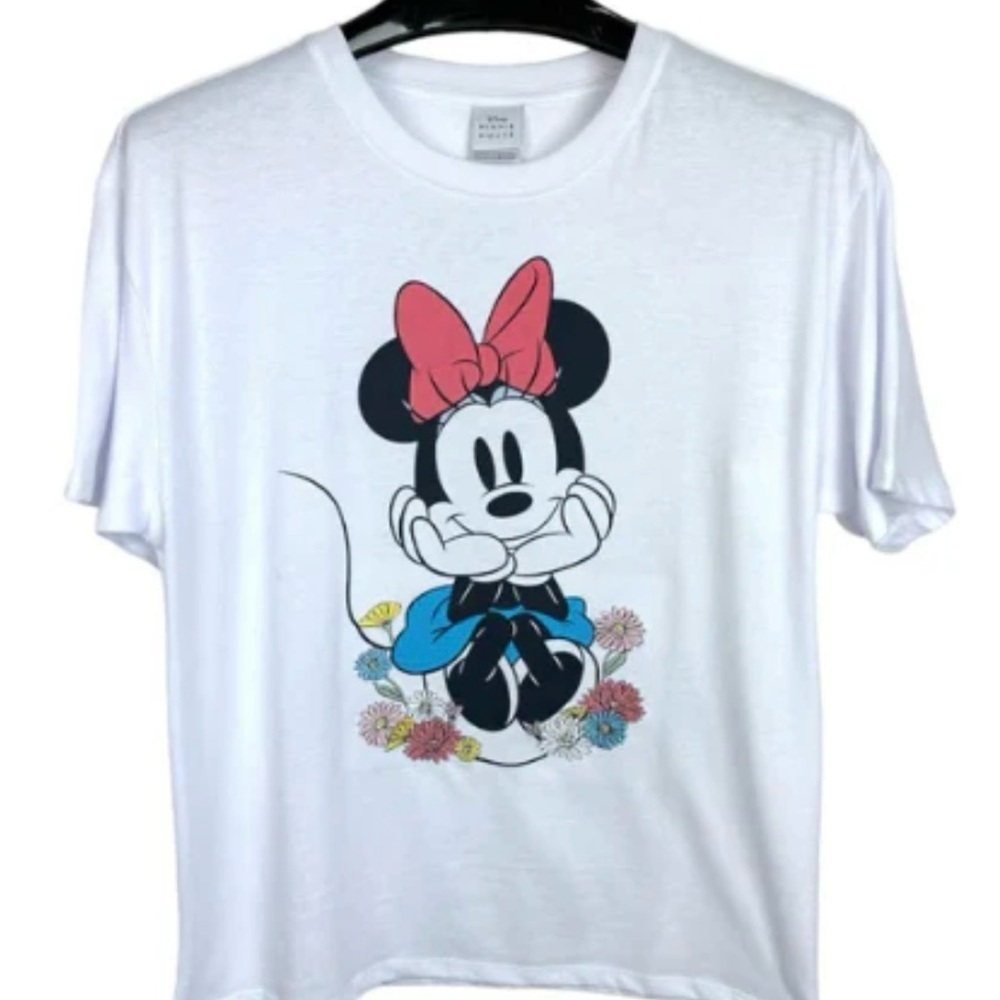 Disney Minnie Mouse Embroidered
Flowers Women's Tee Shirt Size XL